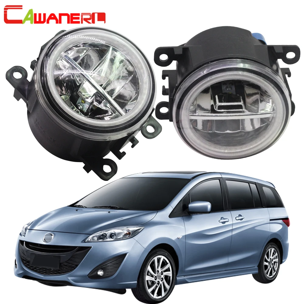  Cawanerl 2 X Car Accessories 4000LM LED Lamp Fog Light + Angel Eye DRL Daytime Running Light 12V Fo - 32947107785