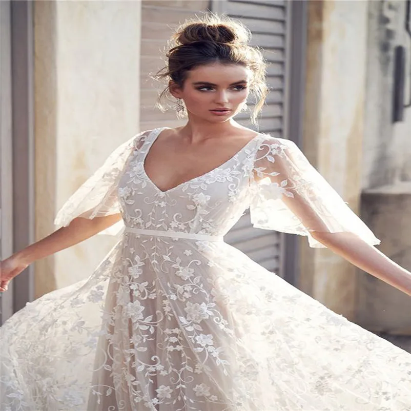 Sexy Womens V Neck Short Sleeve Lace Vintage Gown Evening Party Dress formal dress women elegant women dress vestidos N23 (1)