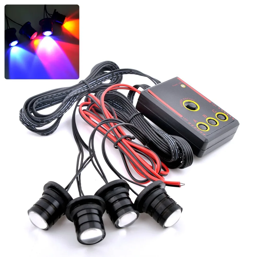 Strobe Light Police Lights Car Styling 4 Yellow Amber Led Flash Cars Emergency Warning Kit Day