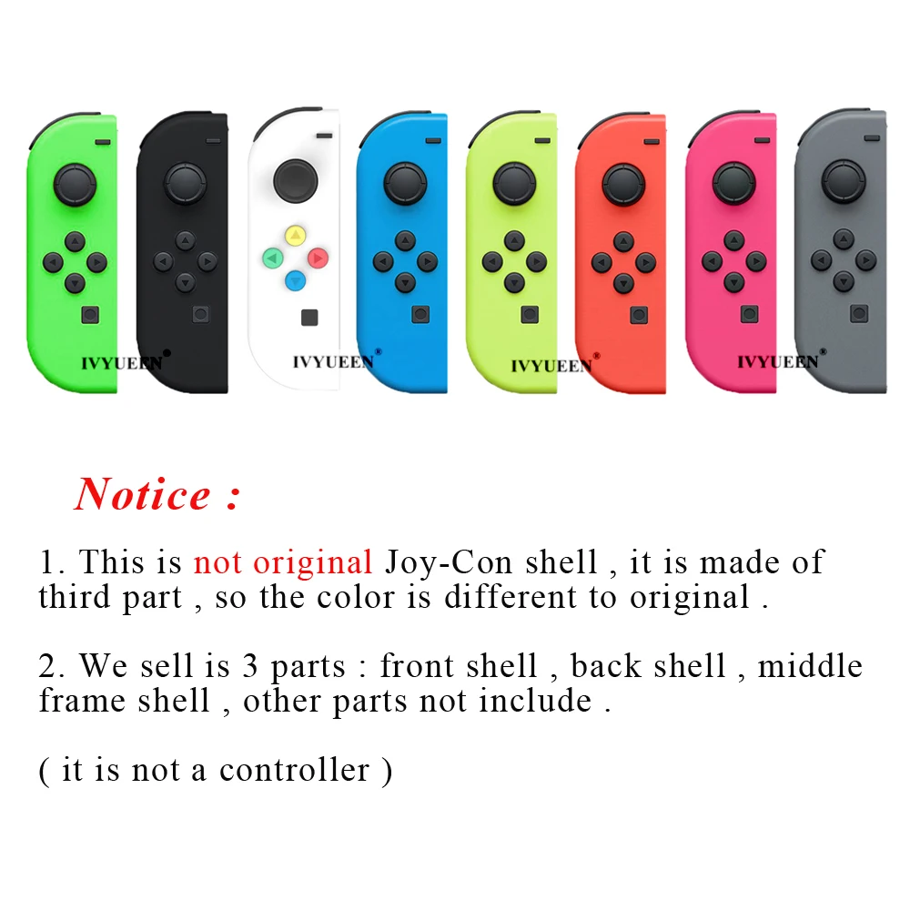 IVYUEEN/сменный чехол-накладка для пульта дистанционного управления Kind Switch NS Joy-Con, чехол для контроллера JoyCons, зеленый, розовый, белый, запасные части