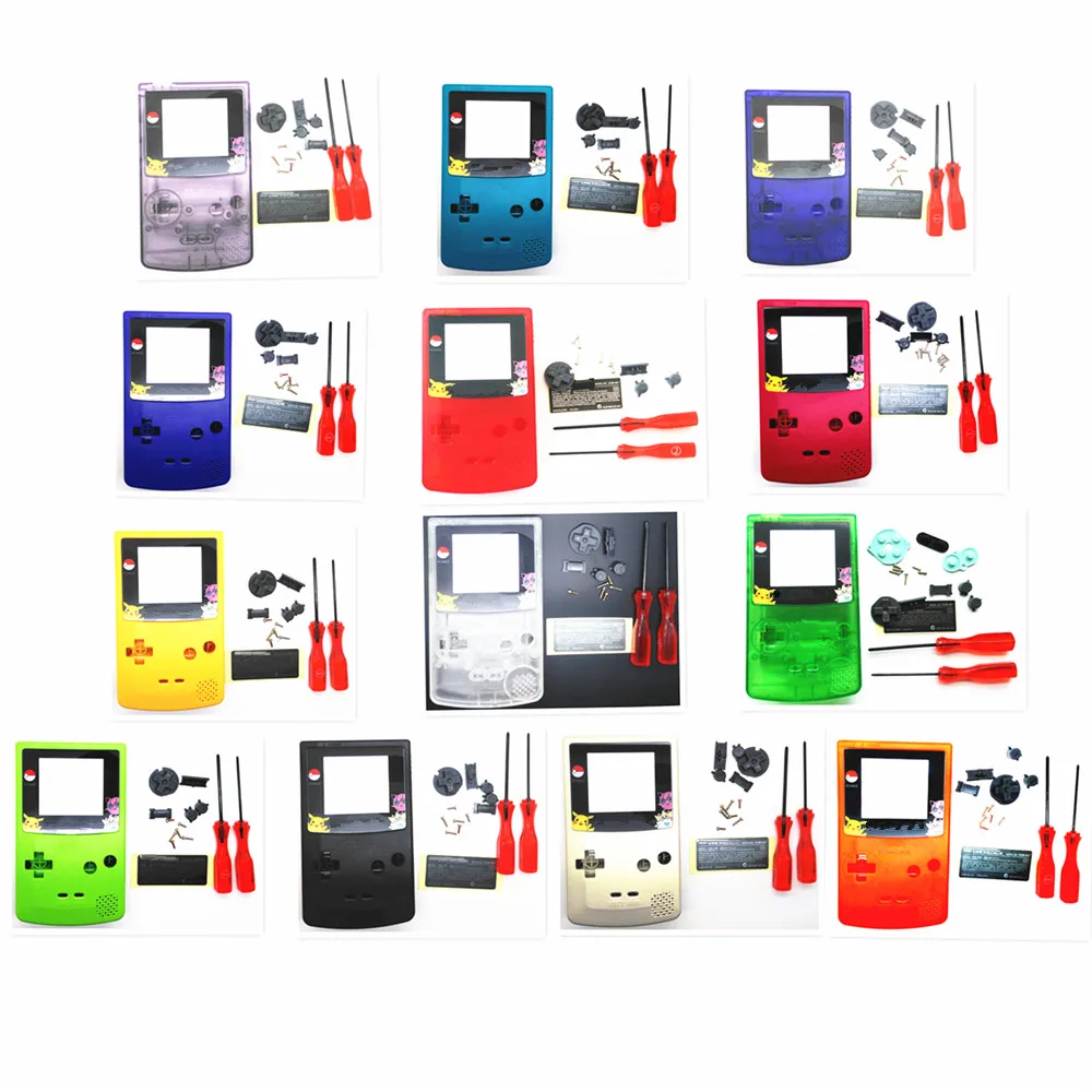 

Pokemen Pikaqu Shell Housing Case for Nintendo for GBC for GameBoy Color Console + Screwdriver + Rubber Pad