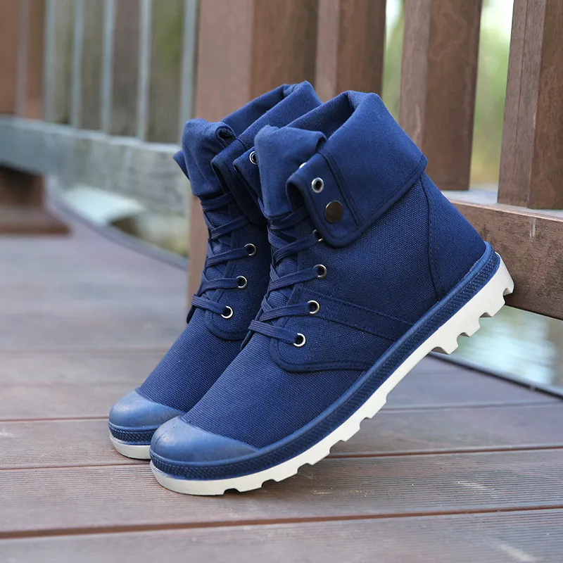  Merkmak Autumn Winter Men Canvas Boots Army Combat Style Fashion High-top Military Ankle Boots Men'