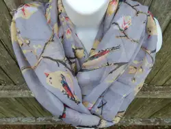 Серый птица Бесконечность шарф женские зимние цветок хлопка шарф ожерелье echarpes платки Bufandas 2016