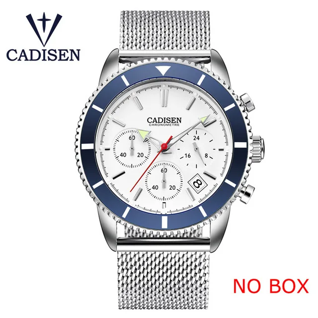CADISEN, мужские часы, водонепроницаемые кварцевые часы, мужские модные спортивные часы с хронографом, мужские наручные часы, мужские часы - Цвет: Blue
