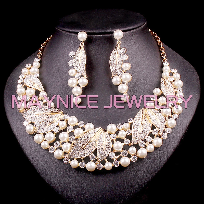 Fashion Imitation Pearl Bridal Jewelry Sets Wedding Beads Necklace