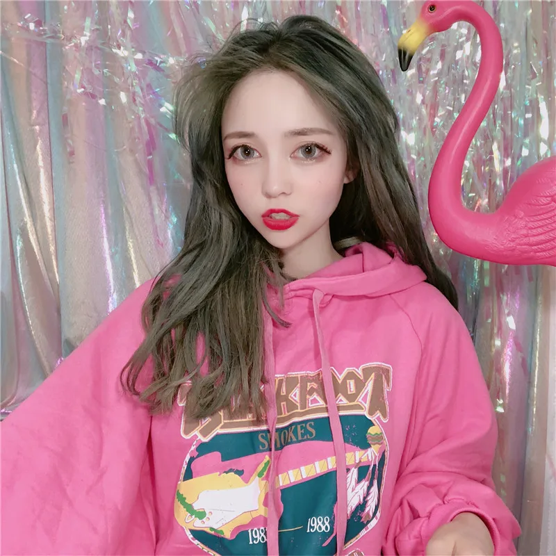 2018 для женщин Кофты японский Harajuku Ulzzang с пышными рукавами мультфильм печати