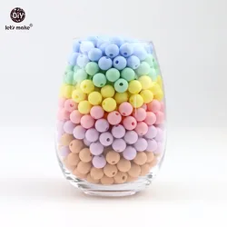 Let's Make Cuentas de silicona de colores dulces para dentición de bebé, cuentas sensoriales de 9mm de grado alimenticio, joyería de Nusring para masticar, DIY, 200 Uds.