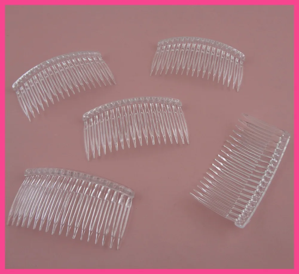 10PCS 18teeth Clear Plain Plastic Side hair Combs half round bars DIY