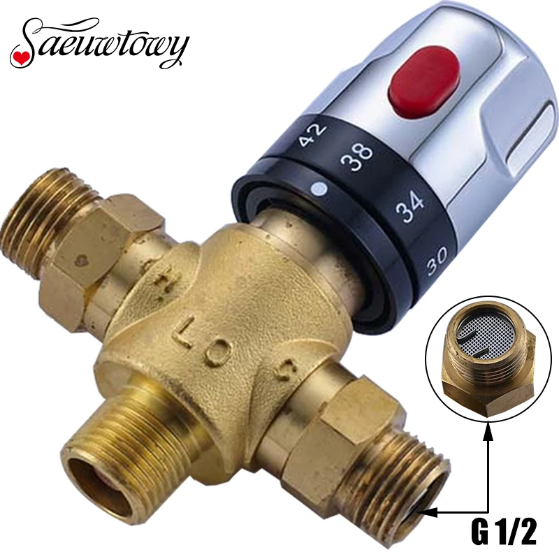 

Chrome Finshed Thermostatic Valve G1/2 Water mixers Constant Temperature Mixing Valve with High Quality Brass