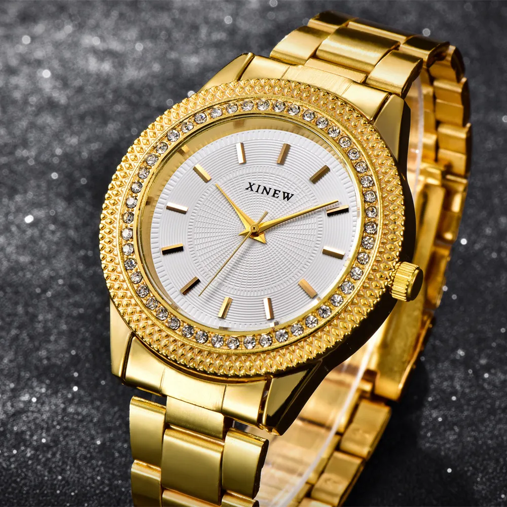 

New Fashion Gold Ladies Quartz Watch Luxury Brand Design Women's Rhinestone Watches Woman Wrist Watch reloj mujer