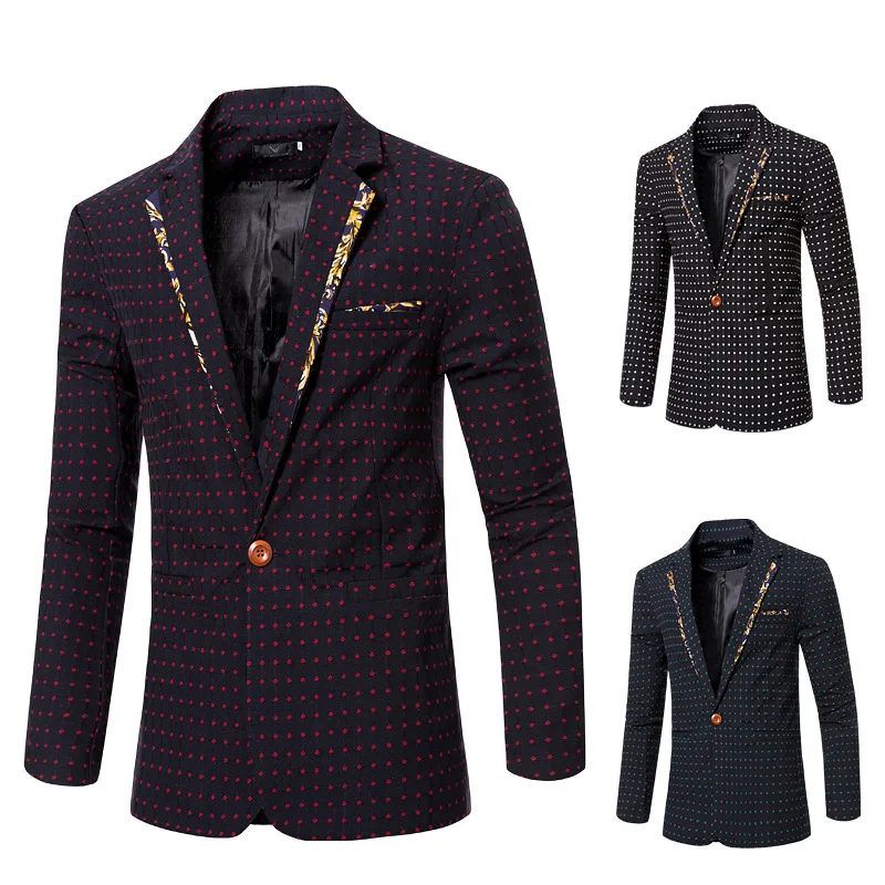 2017 New Fashion Male Stand Collar Blazer Patchwork Suit Jacket Slim