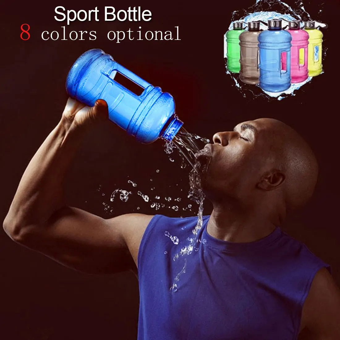 بلدي زجاجة 2.2L زجاجات مياه سعة كبيرة في الهواء الطلق الرياضة Gym نصف جالون اللياقة البدنية التدريب التخييم تشغيل تجريب زجاجة