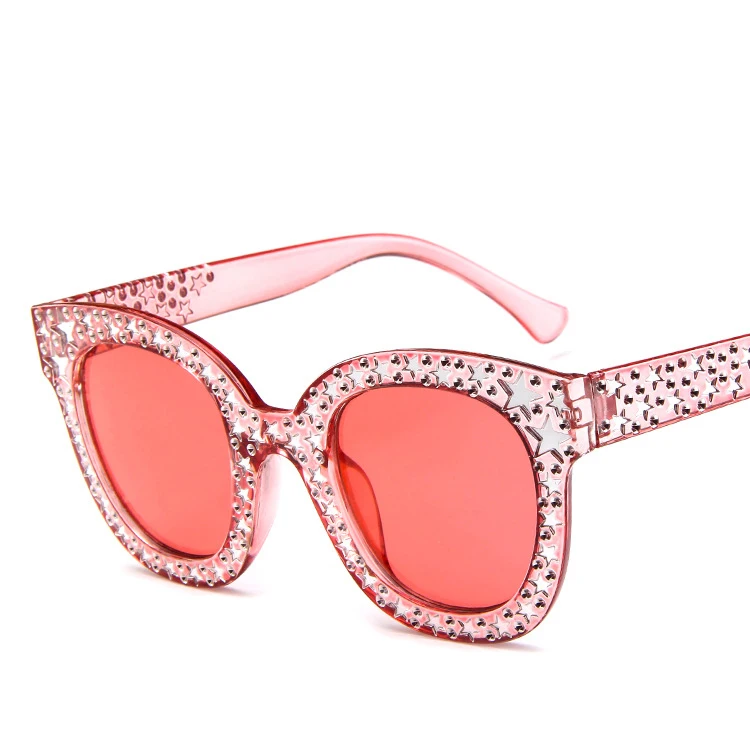 Блестками-звездочками с большой оправой Для женщин очки для вечеринки UV400 солнцезащитные очки Винтаж ретро солнцезащитные очки от солнца очки n411
