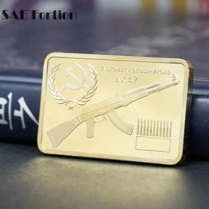 Золотые слитки AK47 золотые для ружья монета Калашникова|Безвалютные монеты| |