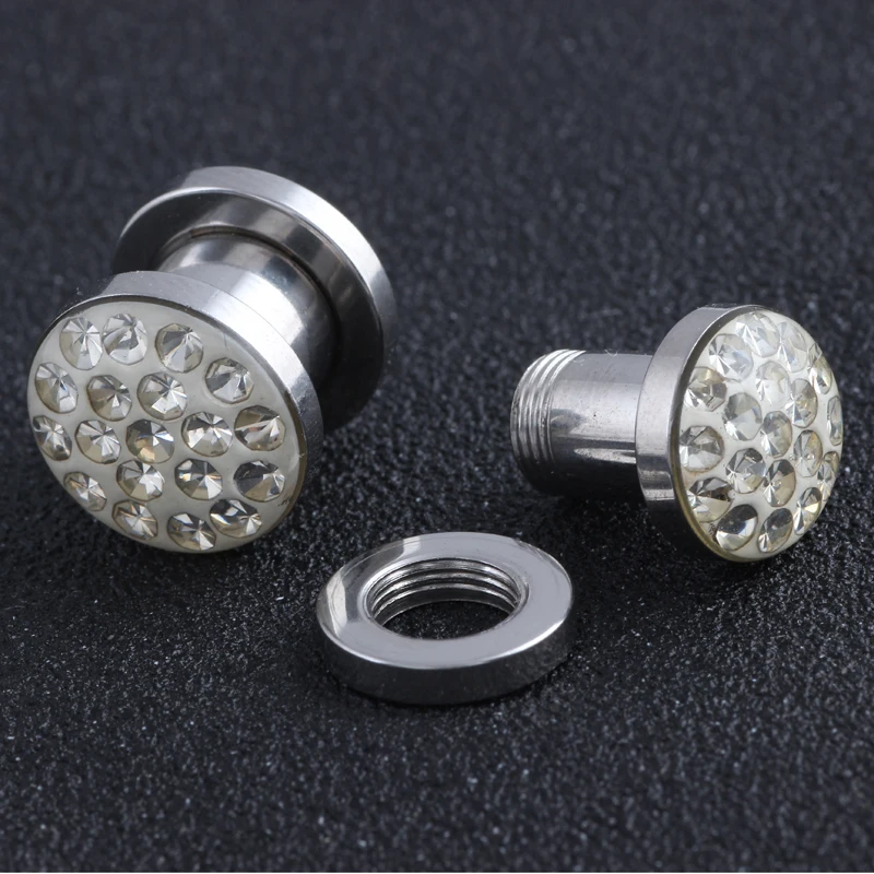 Buy Pair Steel Ear Plugs Tunnels Screw Fit Earrings