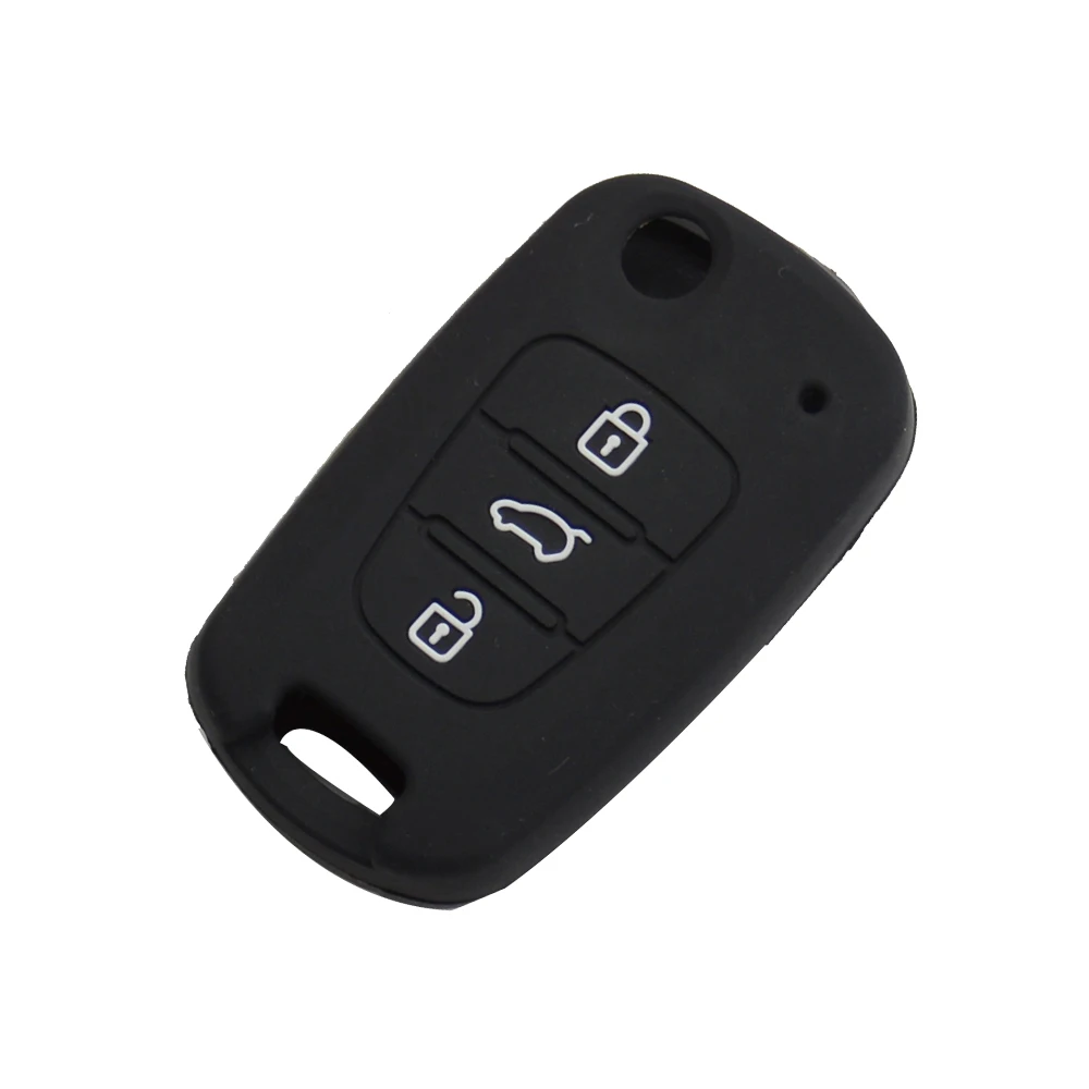 Силиконовый 3 кнопочный ключ автомобиля чехол для KIA RIO K2 K5 Sportage Cerato откидной складной Uncut Blade дистанционный авто аксессуары ключи - Название цвета: Черный