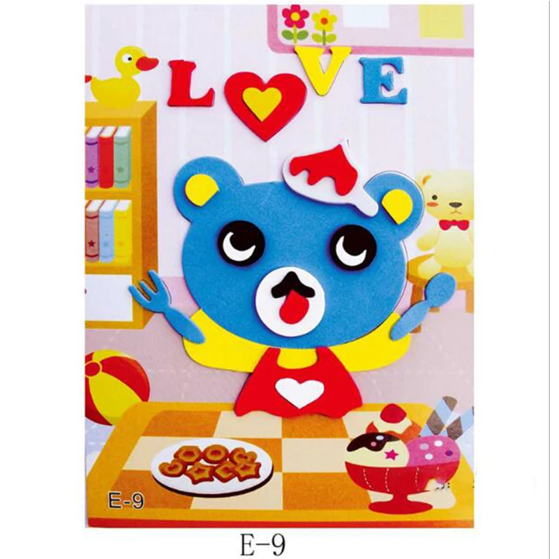 20 комплектов мини развивающие дошкольные DIY 3D EVA Foam Art Craft Painting Sticker Puzzle Kit для