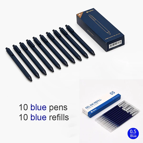 Оригинальная ручка Xiaomi Mijia Kaco, 0,5 мм, гелевая ручка для подписи, стержень, прочная ручка для подписи, заправка, гладкое письмо для школы, офиса - Цвет: blue add blue