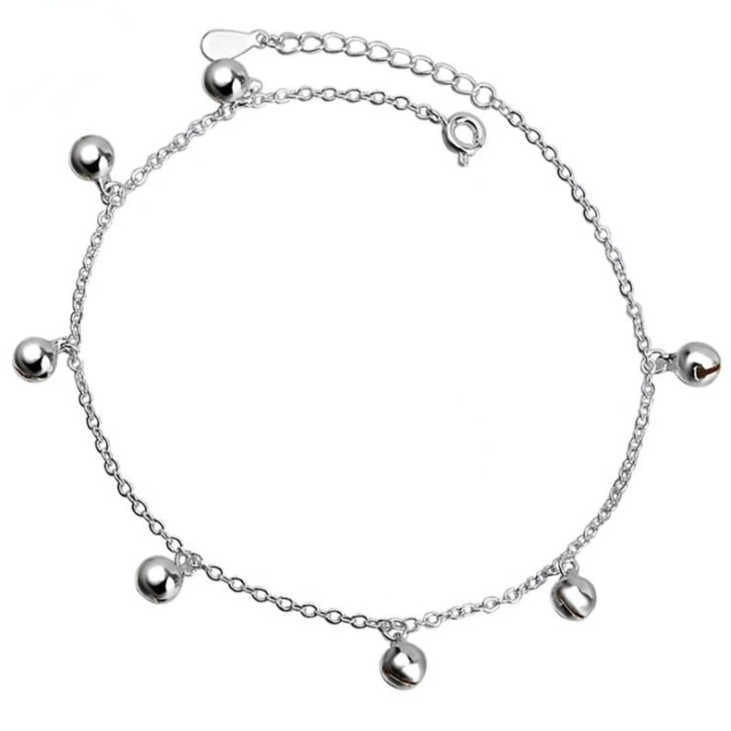 KOFSAC женский модный прекрасный колокол форма браслет на лодыжку Твердые стерлингового серебра 925 звенья цепи ножные браслеты великолепные ювелирные изделия подарок - Окраска металла: S