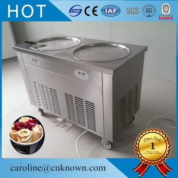 

high quality most popular double round pan fried ice cream roller machine double compressor fry ice cream machine for sale