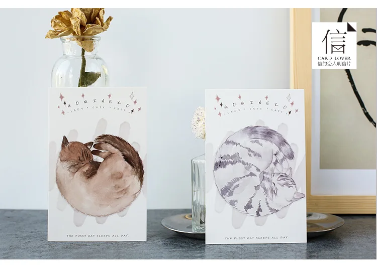 30 шт./компл. Kawaii кошка Спящая открытка/поздравительная открытка/Рождественский и Новогодний подарок