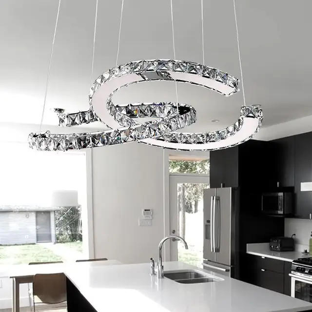 Us 136 08 28 Off Double C Circle Led Pendant Light Crystal Ceiling Hanging Lamp Suspension Modern Simple Lighting Fixture In Us 136 08 28 Off Double C Circle Led Pendant Light Crystal Ceiling Hanging Lamp Suspension Modern Simple Lighting Fixture In
