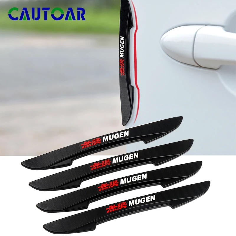 

Car Styling 4PCS/Lot Car Door Edge Guards Anti-Collision Strip Bumper Protector Cover Sticker For Honda Mugen Power Emblem