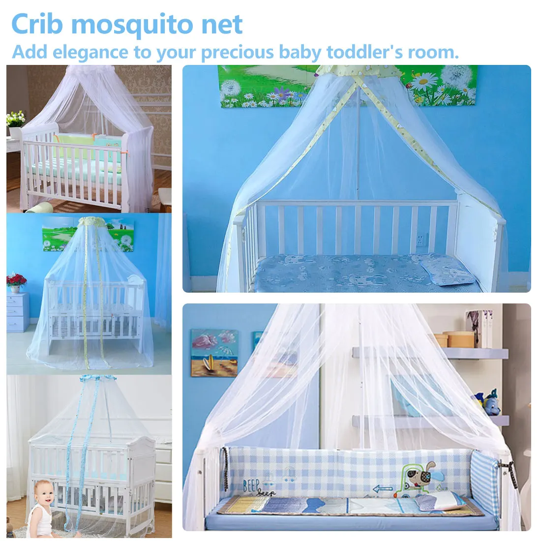 

Mosquito Net For Baby Summer Baby Crib Net Crib Netting Mosquito Net Infant Canopy Round Bed Canopy for Cribs Not Include Holder