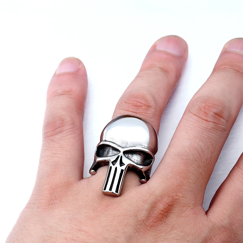 BEIER Drop shipping 2018 New Cool Stainless Steel Fashion Punisher Skull Ring Punk Unqiue Jewelry For Men free shipping BR8-407