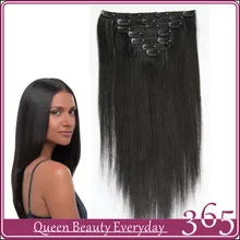 Clip in human hair extensions Brazilian virgin hair straight Natural black 1B unprocessed virgin human hair DHL Free shipping