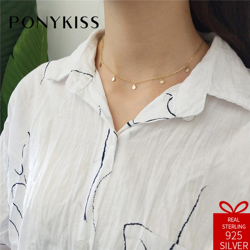 PONYKISS, классика,, 925, твердое стерлинговое серебро, 2/5000, в вафельном стиле, цепочка, ожерелье для женщин, хорошее ювелирное изделие, подарок на день рождения