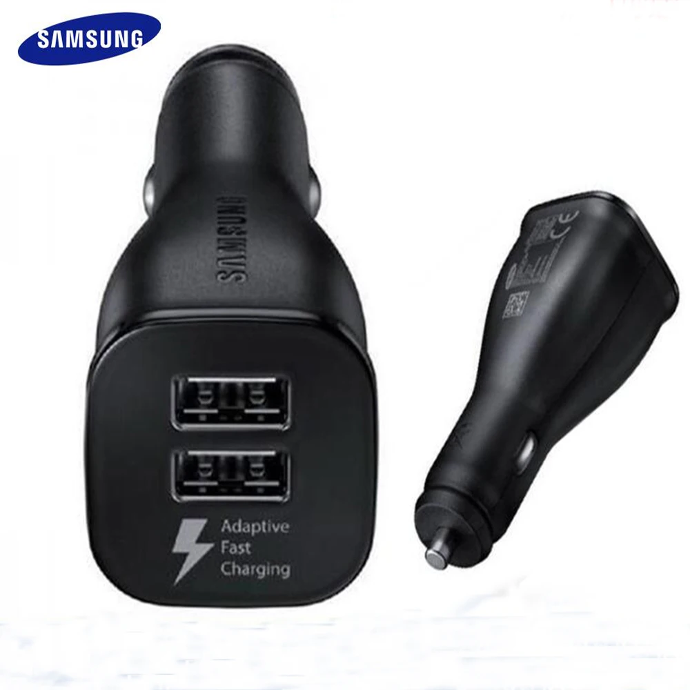 

Original For Samsung Car Charger Dual USB Quick Fast Charge Micro USB/Type C Cable For Galaxy S6 S7 Edge S10 S8 S9 Plus A3 A5 A7