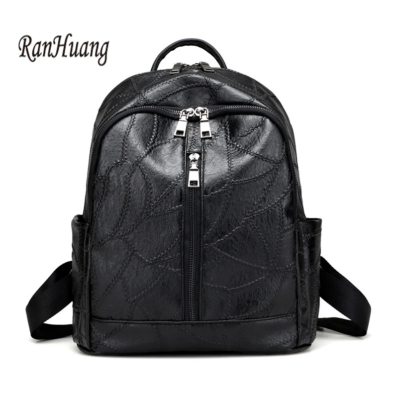 

RanHuang New 2017 Women Fashion Black Backpack PU Leather Backpack Teenage Girls Travel Bags Casual Rucksacks mochila feminina