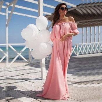 

2018 New Family Matching Outfits 3 Solid Color Mother Daughter Long Dresses Bohemian Beach Dresses Long Mommy Me Girl Clothes