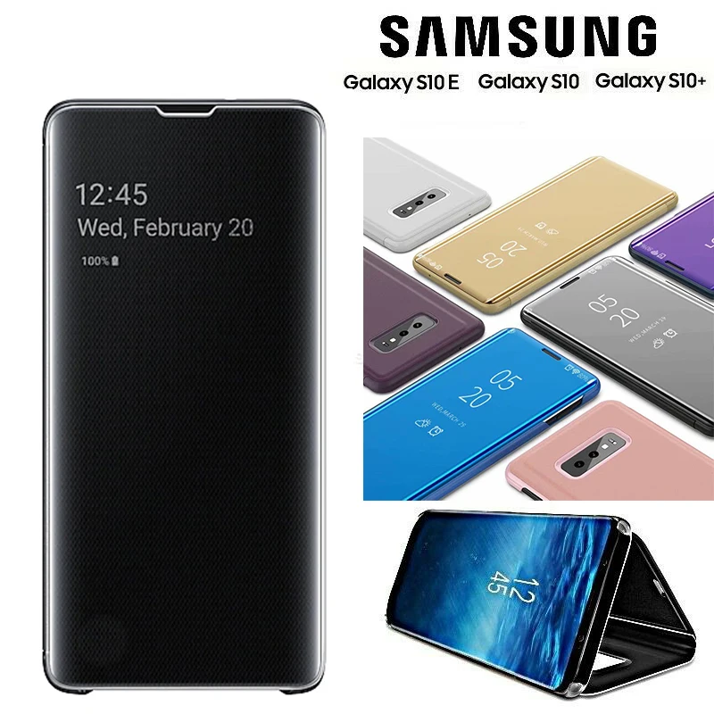 

New Smart Mirror Flip Leather Case for Samsung Galaxy S10/S10 plus/S10 Lite Full Protective Clear View Flip Stand Case Cover