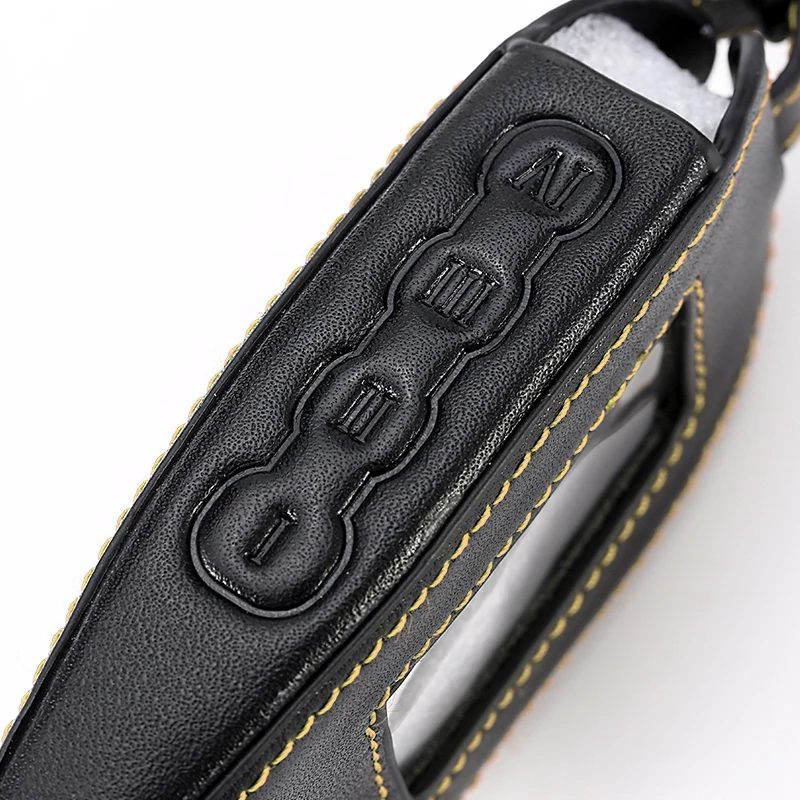 Kopen Magicar 7 8 9 4 Knoppen Afstandsbediening Lederen Autosleutel Beschermhoes Voor LCD Cover Twee Weg Auto Alarmsysteem M7 M8 M9