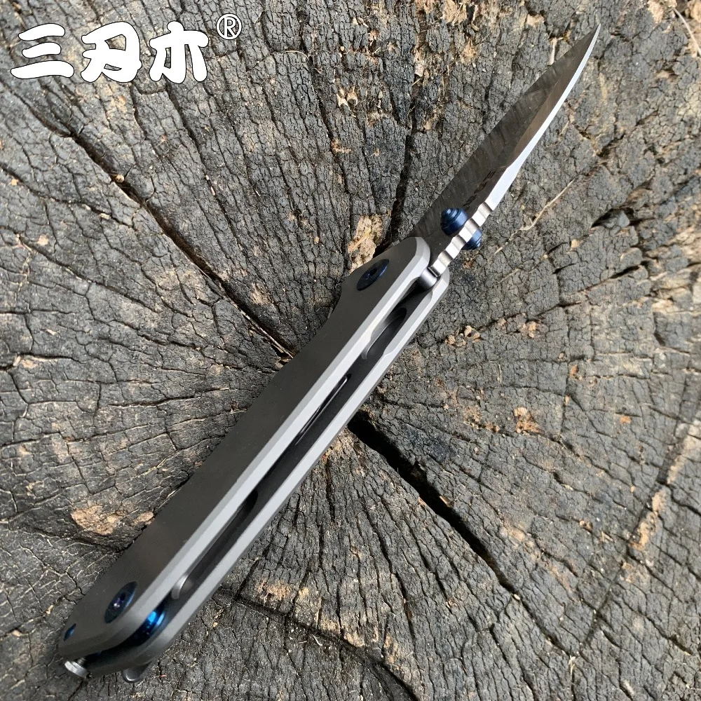 Sanrenmu 9008-TZ TC4 Titanium Pocket Folding Blade Knife 12C27 Blade Outdoor Camping Survival Hunting Tactical Fishing Tool EDC