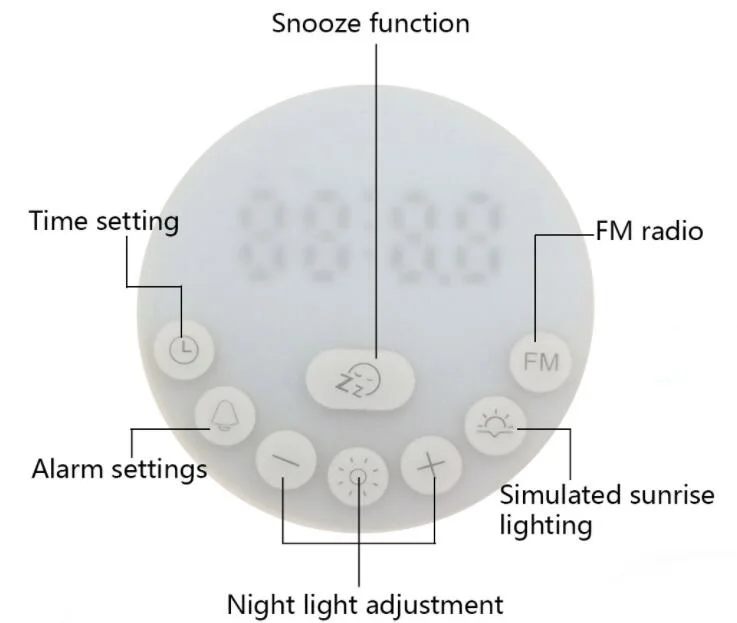 Будильник, светильник, имитация восхода солнца, утренний будильник, цифровой светодиодный дисплей, fm-радио, сенсорный датчик яркости