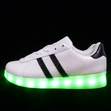 2017 Shining 7 Colors Luminous Sport LED Shoes Men With Lighted for Adults Light Up Shoes led Unisex Glowing USB Charging Shoes