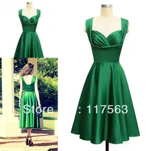 Wunderschöne 1950er jahren stil smaragdgrün tee länge kurzes cocktailkleid freie verschiffen JW085
