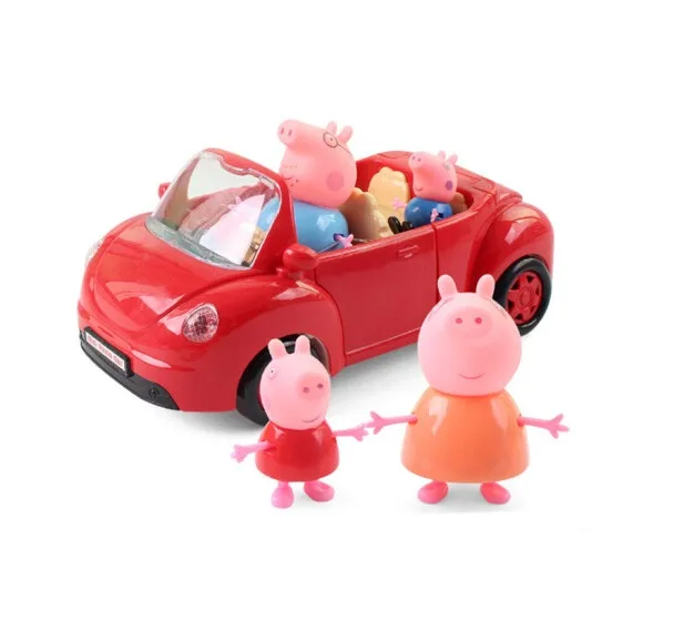 

Real Scene Model Pig PVC Action Figures Cute Pink Pig Car Driving Early Learning Educational toys Gift For Kids Pepal Piggy