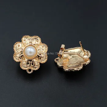 

Earrings post with Loop Connectors Base Paved Acrylic 19*21mm Flower African Women Clip Stud Earrings DIY Jewelry Findings Bulk