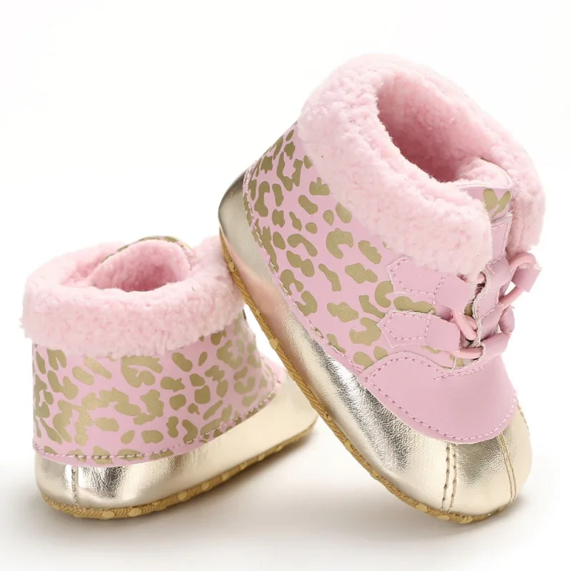 Зимние детские ботинки; Мягкие плюшевые Нескользящие зимние теплые ботиночки для девочек и мальчиков; детская повседневная обувь - Цвет: P