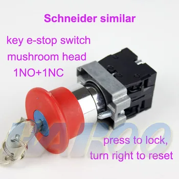 

Mushroom Head Emergency Stop Button Switch with KeyXB2-BS142 diameter22mm 1NO+1NC CE