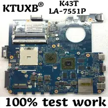 KTUXB QBL50 LA-7551P материнская плата для ASUS K43T K43TK K43TA X43T материнская плата для ноутбука 1G GPU DDR3 тестовая работа