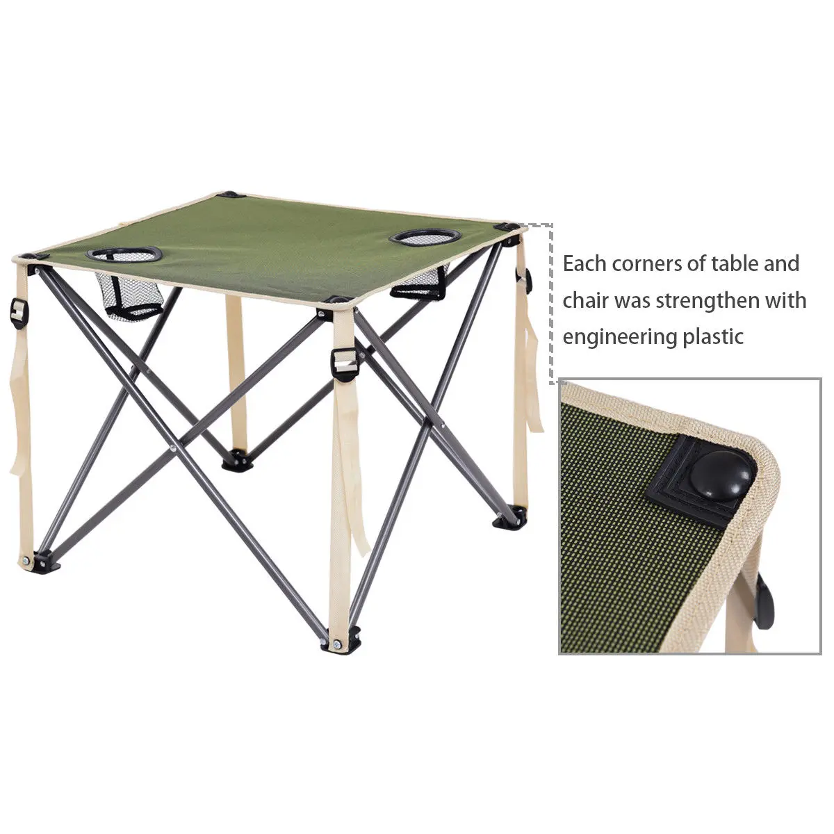 Giantex Portable Outdoor Folding Table Chairs Set Camping Beach Picnic Table with Carrying Bag Outdoor Furniture Set OP3381GN