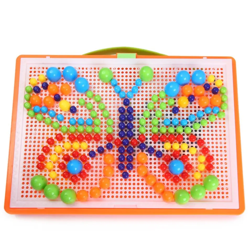 Ранние развивающие игрушки Монтессори Творческая мозаика Pegboard гриб гвоздя