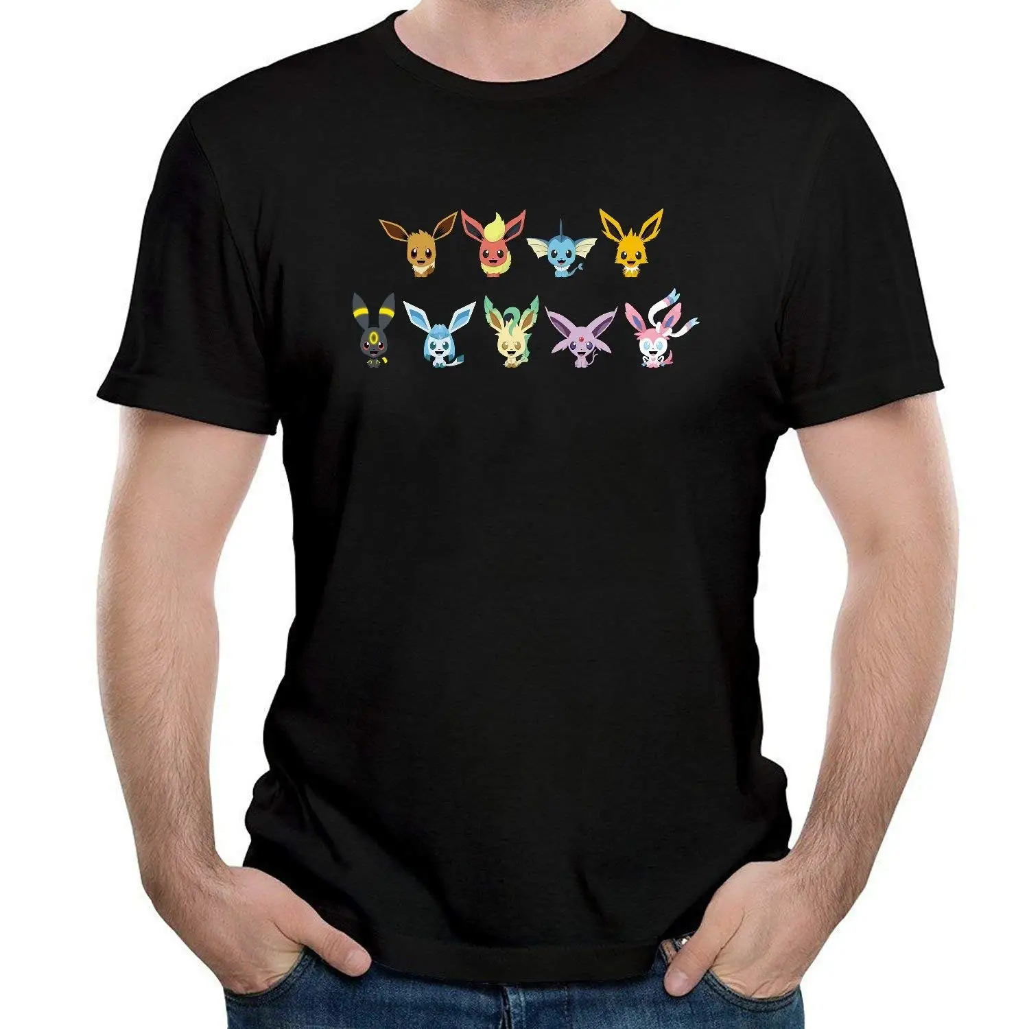 

Men's Eevee Evolutions Kid T-Shirt Black Hot 2018 Summer Men'S T-Shirt Fashion Pre-Cotton Tee Shirt For Men