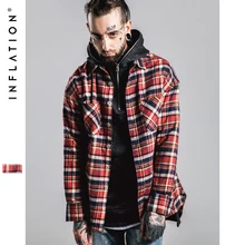INFLATION Fear Of god long Sleeve Brushed Tartan casual shirt tyga hiphop streetwear men’s plaid check flannel shirt