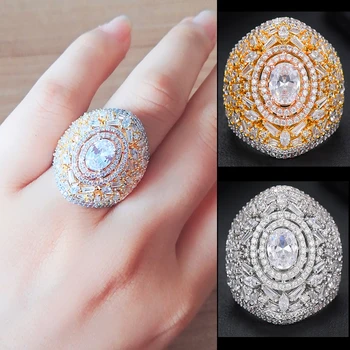

missvikki Noble Women Shiny Charm Jewelry Big Ring Romantic Trendy Lover Anniversary Bijoux Gift Party Show Jewelry Ring